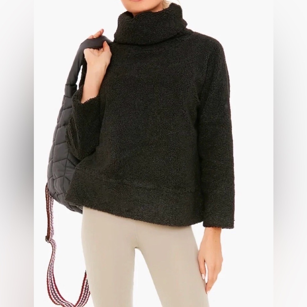 Tuckernuck Rollins Funnel Neck Teddy Black Sweater Sweatshirt Pullover Large